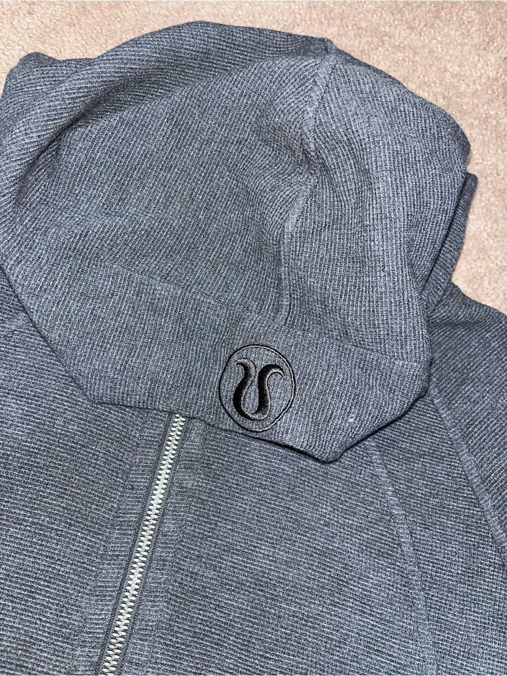 Lululemon Charcoal Gray Zip-Up Hooded Scuba Waffle Sweatshirt Size XL/XXL